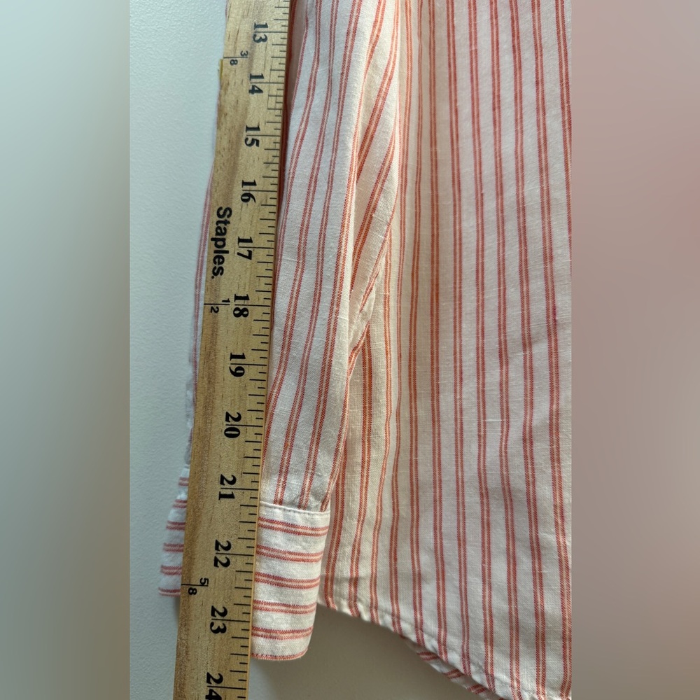 Tommy Bahama Pink Striped 100% Linen Button Down Shirt Small Petite SP - Picture 9 of 11